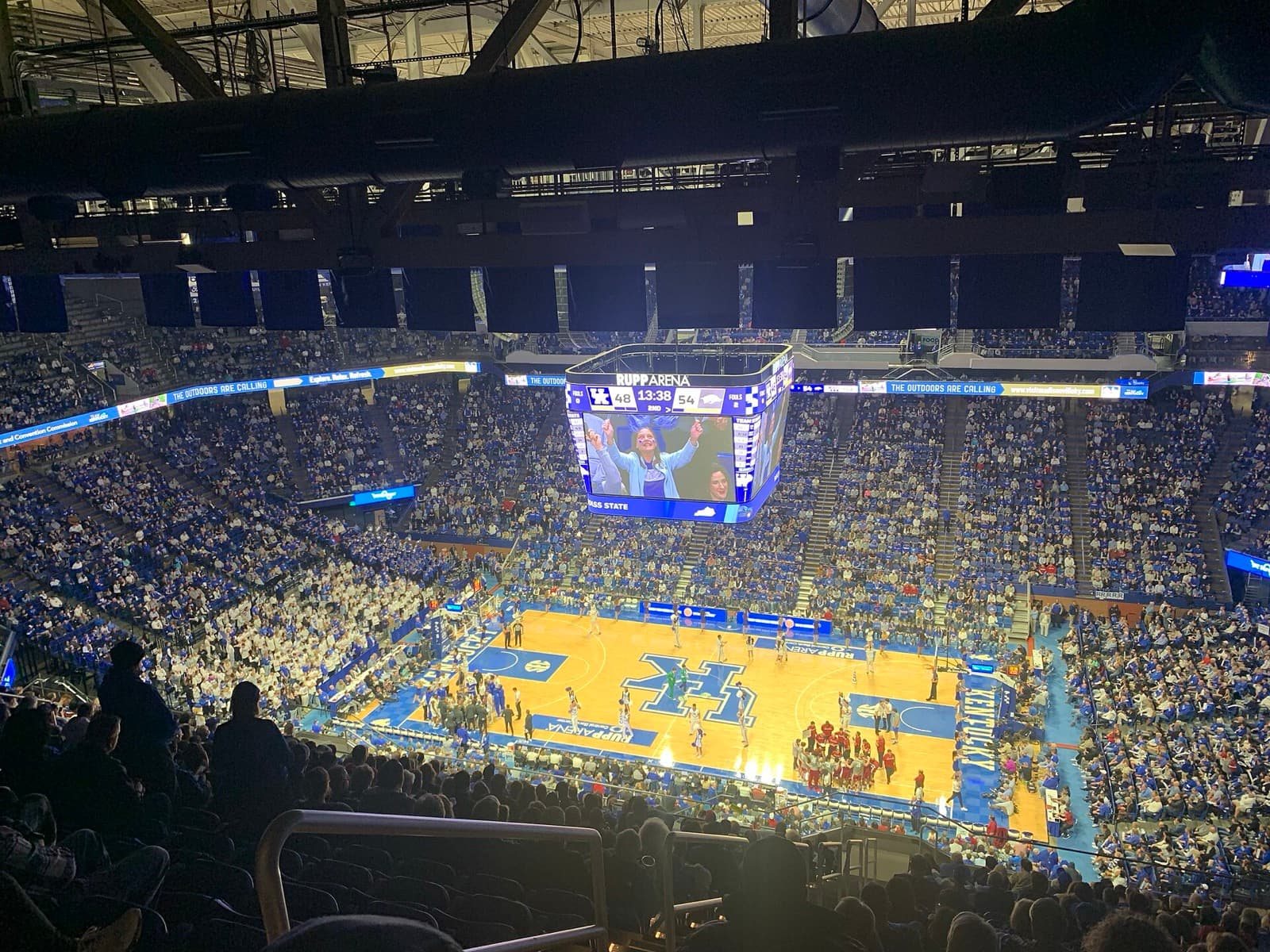 Rupp Arena in Lexington during Arkansas at Kentucky in February 2023 — the building where Mark Pope’s Wildcats just paid north of $6 million to land Milan Momcilovic.