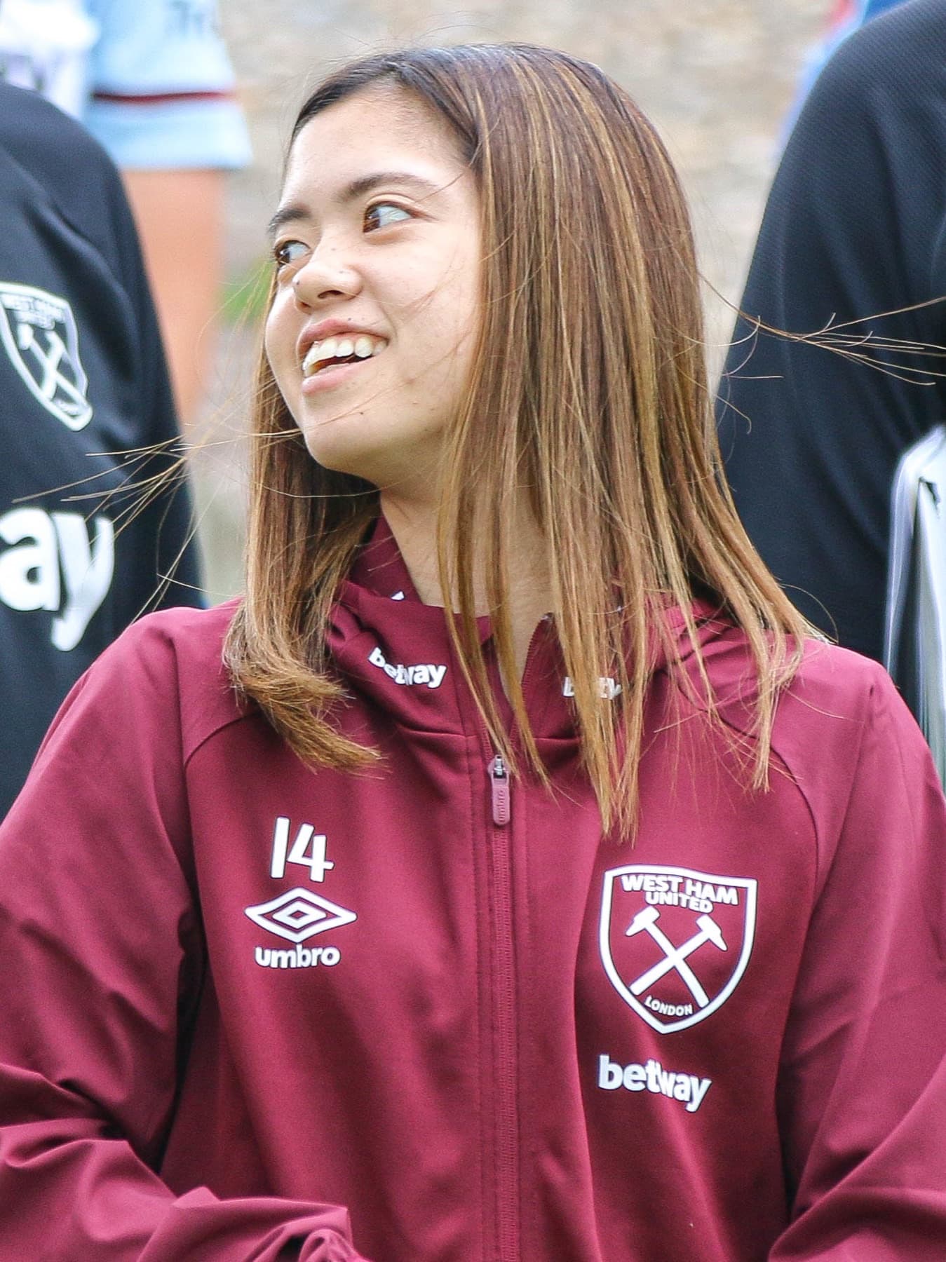 Yui Hasegawa in West Ham United colours during an August 2021 preseason match at Lewes — the midfield face of Nadeshiko’s Europe pipeline before her Manchester City years and Japan captaincy.